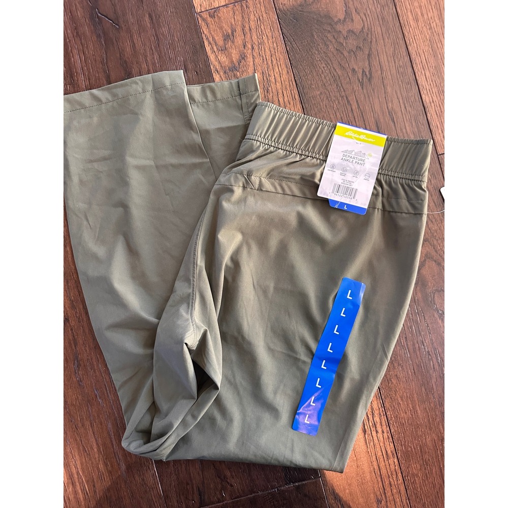 Eddie Bauer Departure Ankle Pant Womens Large Dark Thyme Green Stretch 1583701